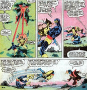 Optic Blast ricochets off Colossus to hit Wolverine