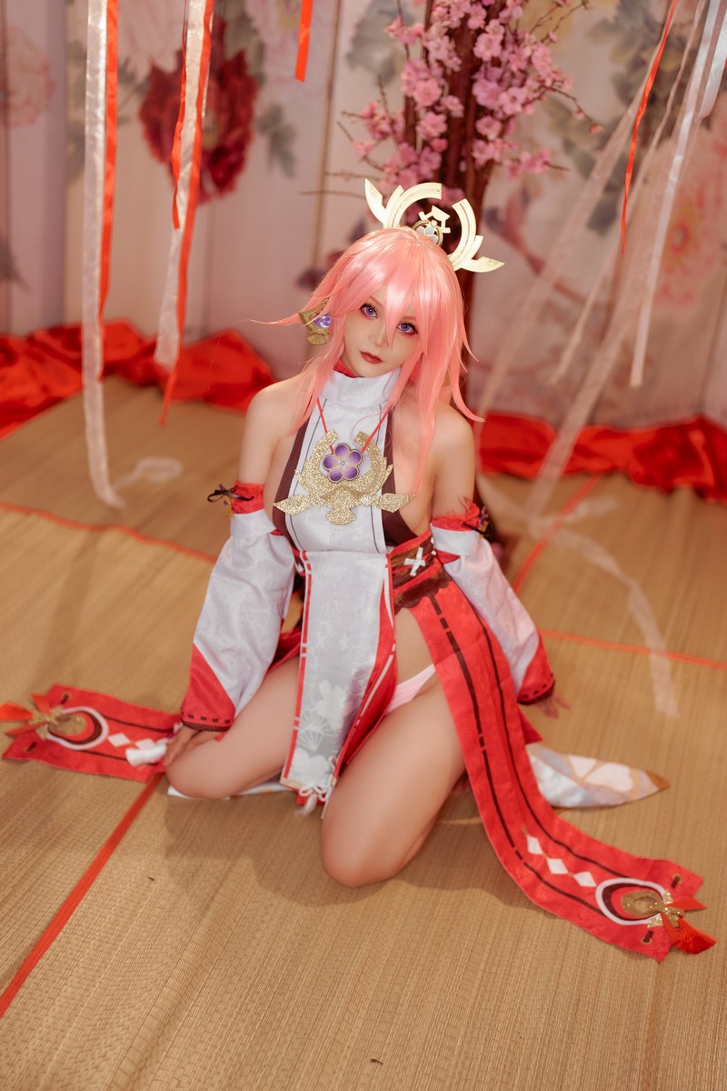 Joyce Lin2x Yae Miko Cosplay Genshin Impact 高清写真 35P插图2