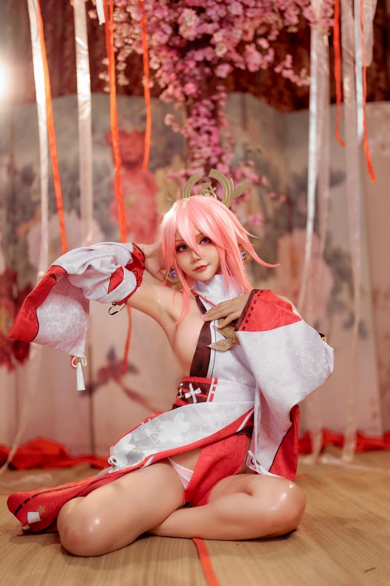 Joyce Lin2x Yae Miko Cosplay Genshin Impact 高清写真 35P插图