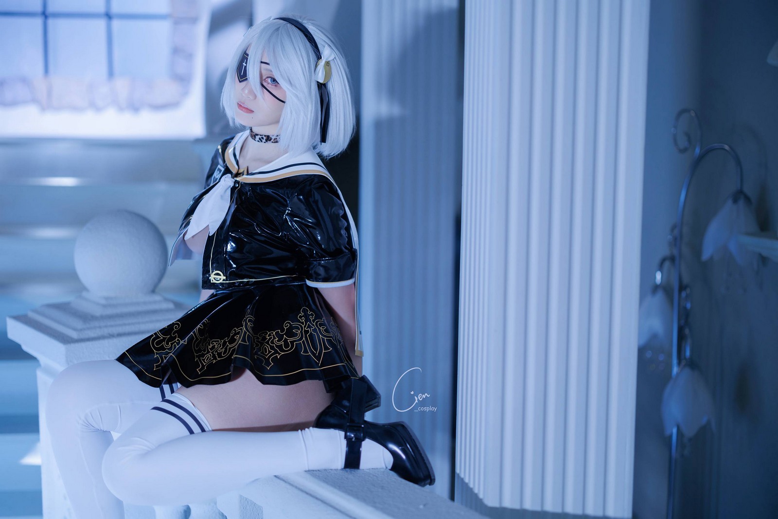 Cien恩恩 2B JK School Uniform Cosplay 高清写真（32P｜15MB）插图1