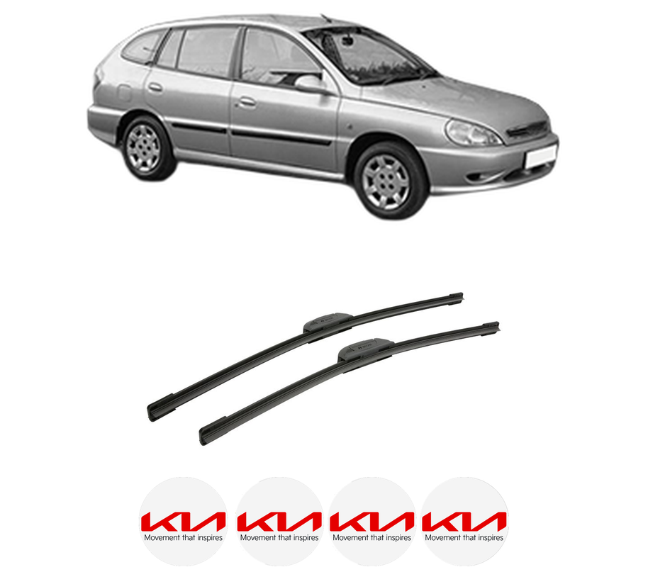 Set stergatoare auto KIA RIO I Hatchback (DC) din 2000-2005, pentru parbriz auto, 2 bucati, Bosch Aerotwin Retrofit, din cauciuc siliconat rezistent, 4 Stickere Auto KIA