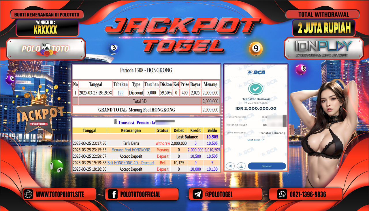 POLOTOTO JACKPOT TOGEL PASARAN HONGKONG Rp.2.000.000,- LUNAS