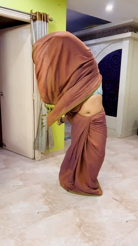 Moksha secy navel in brown saree.mp4_snapshot_00.04.234