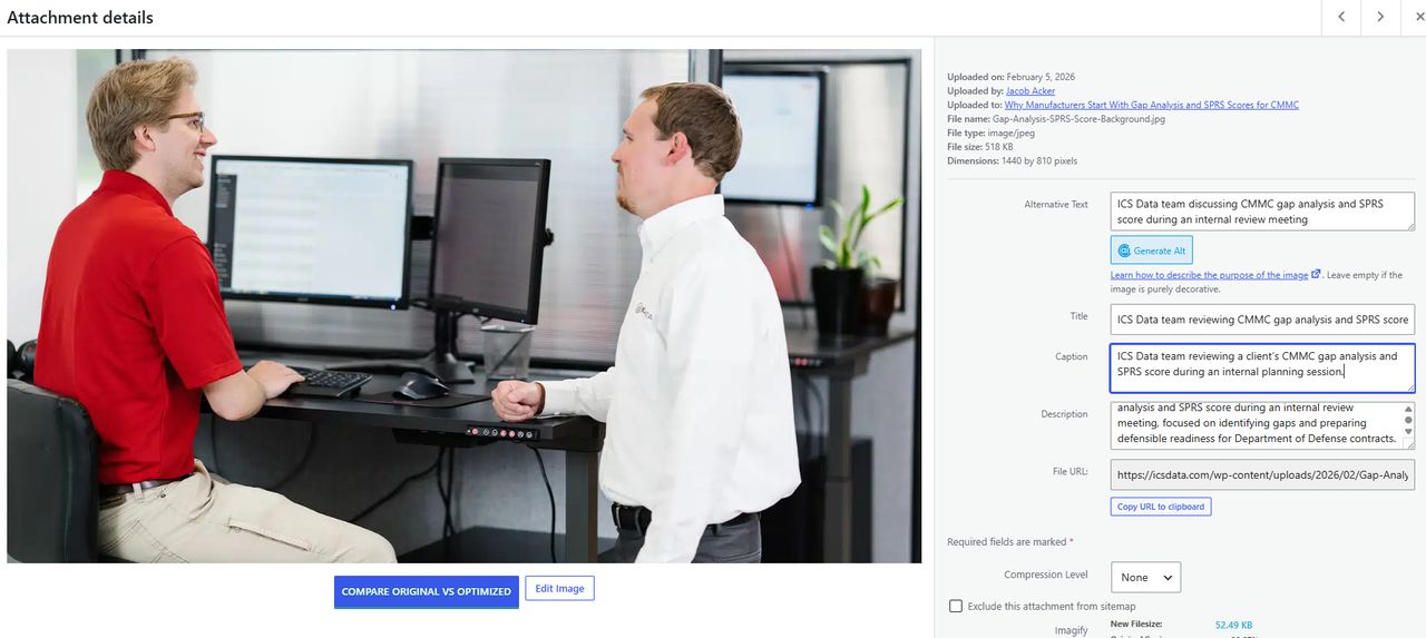 Alt Text and Title added to Media Library Image