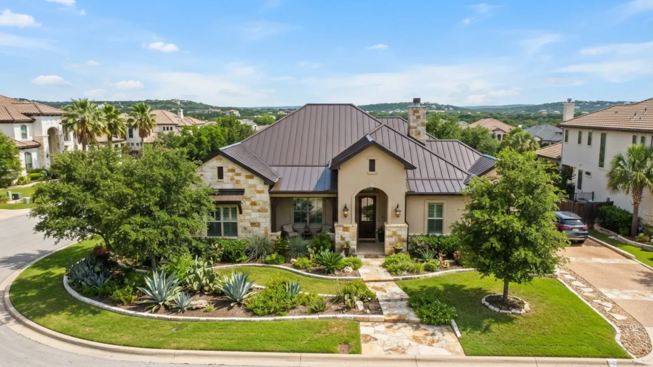 Beautiful metal roof on a San Antonio home showing curb appeal and resale value