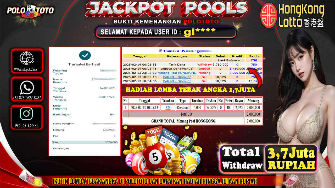 POLOTOTO JACKPOT TOGEL PASARAN HONGKONG Rp.3.750.000,-
