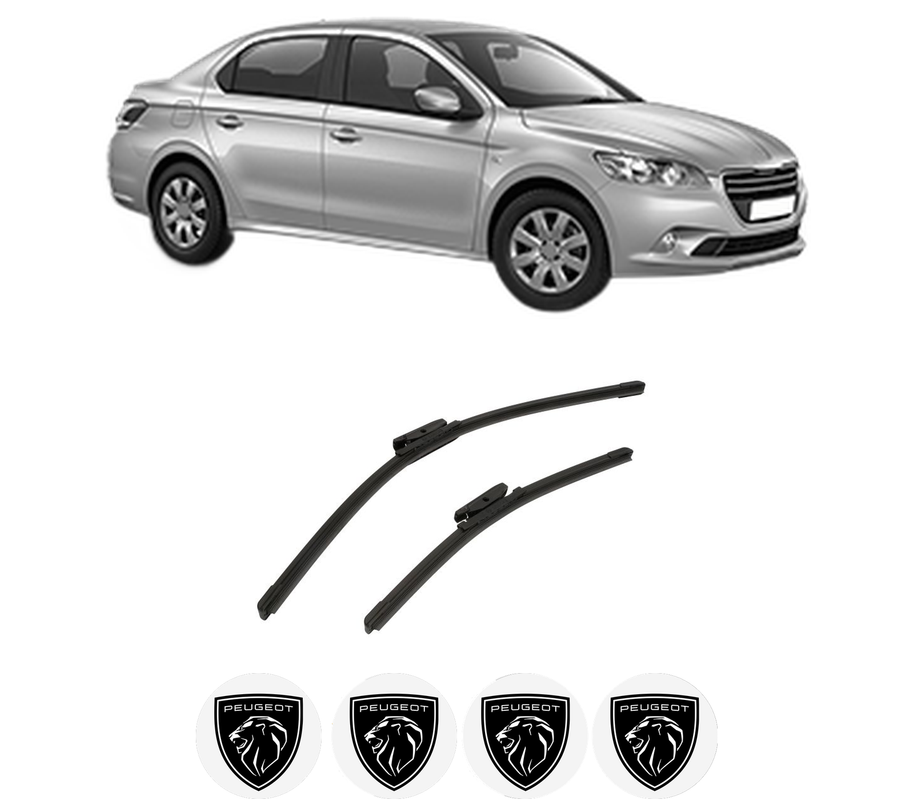 Set stergatoare auto PEUGEOT 301 din 2012-2018, pentru parbriz auto, 2 bucati, Bosch Aerotwin, din cauciuc siliconat rezistent, 4 Stickere Auto PEUGEOT