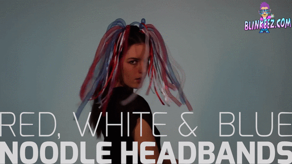Light Up 4th of July Red, White & Blue Hair Noodle Headbands