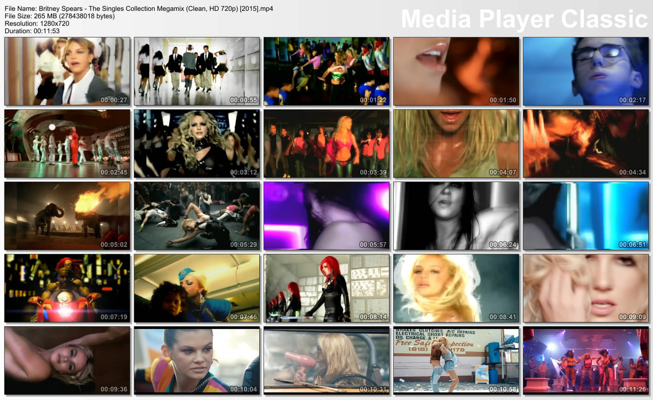 Britney Spears - The Singles Collection Megamix (Clean, HD 720p)
