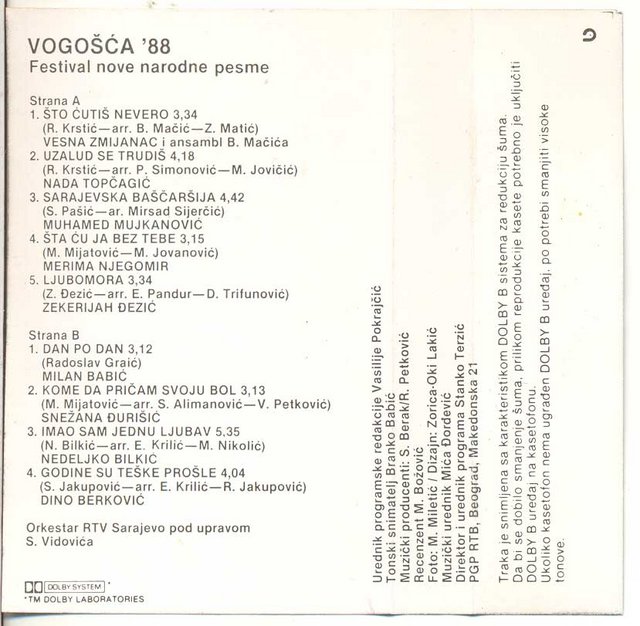 Vogosca 1988 -Festival nove narodne muzike VOGOSCA88-zadnji