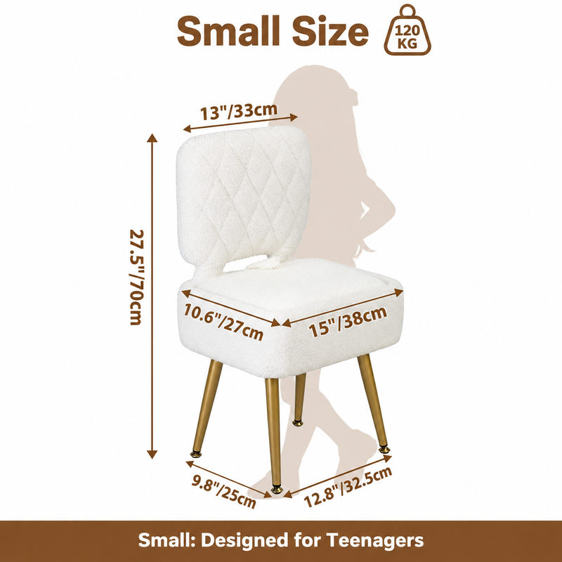 Small Sherpa vanity stool dimension guide