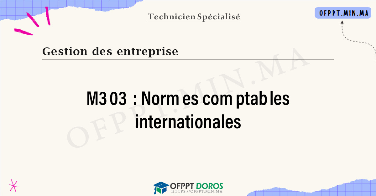 Sommaire détaillé du cours Normes comptables internationales M303 OFPPT - Structure du module