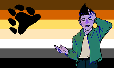 busdriver on top of the gay bear flag. art by minipete