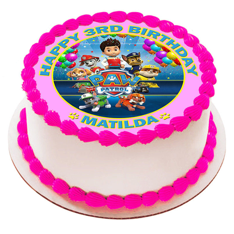 Paw Patrol Edible Icing Image Cake Topper Personalised Birthday