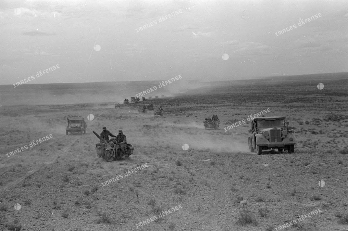 Side-cars qui roulent dans le désert 1941 (11)