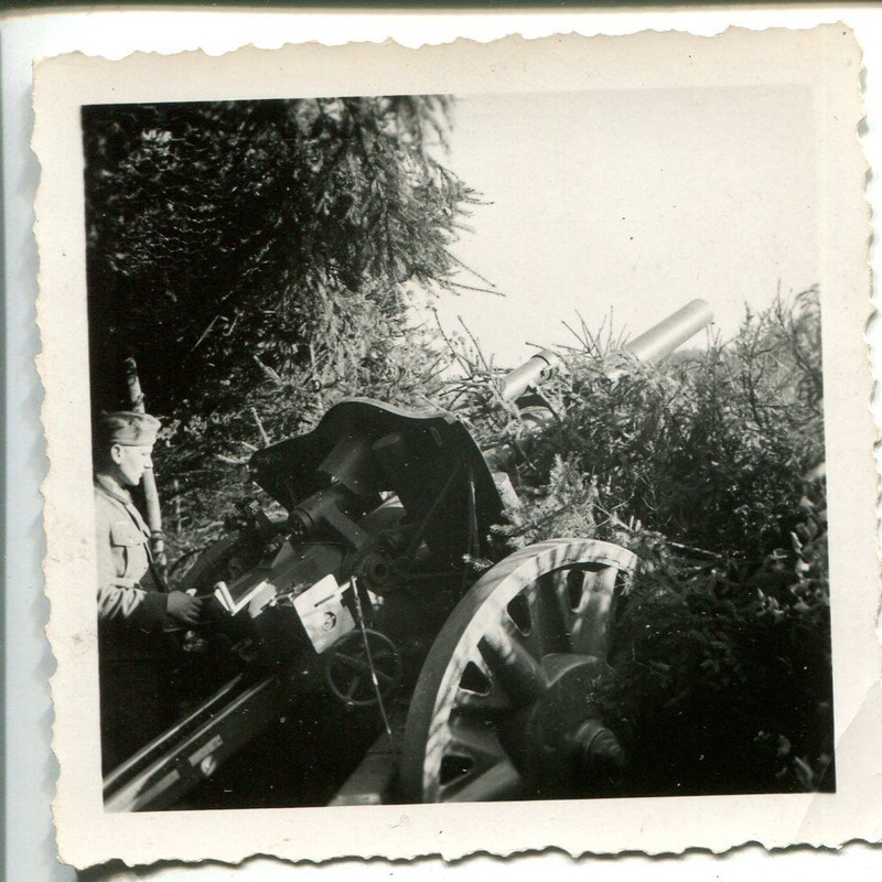 Artillerie Geschütz Wehrmacht in getarnter Feuerstellung