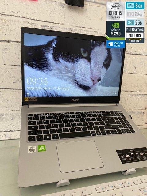 Notebook Acer Aspire 5 A515-54G-53XP Intel Core I5 8GB 256GB SSD NVIDIA GeForce MX250 15,6′ Windows