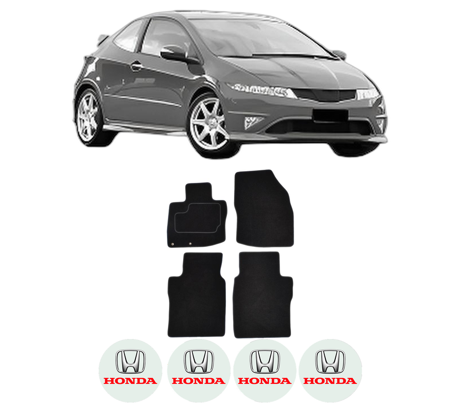 Set Covorase Presuri HONDA CIVIC VIII Hatchback (FN, FK) din 2005-2012, Auto, Material Textil Mocheta, 4 Stickere auto cu HONDA