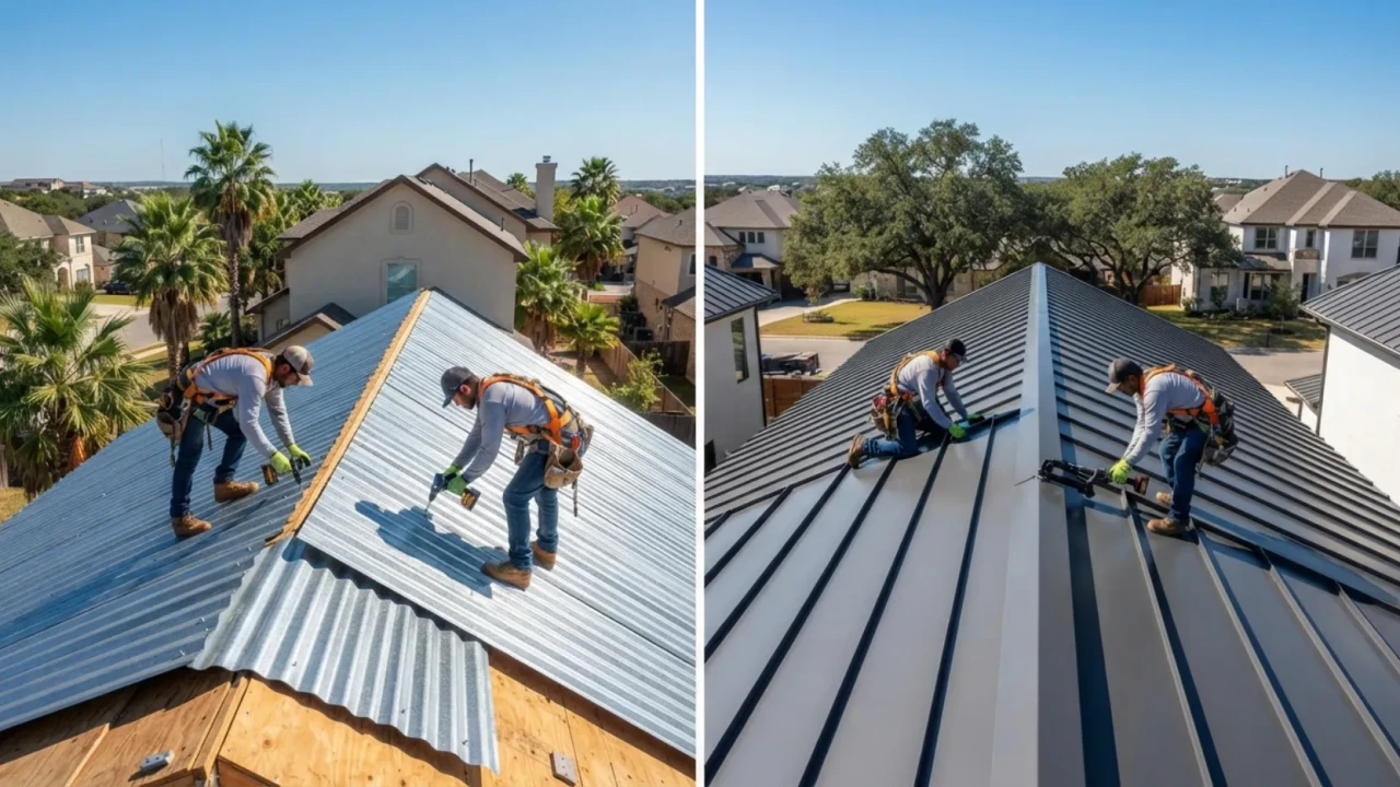 Comparison of corrugated metal roofing versus standing seam metal roofing installation San Antonio