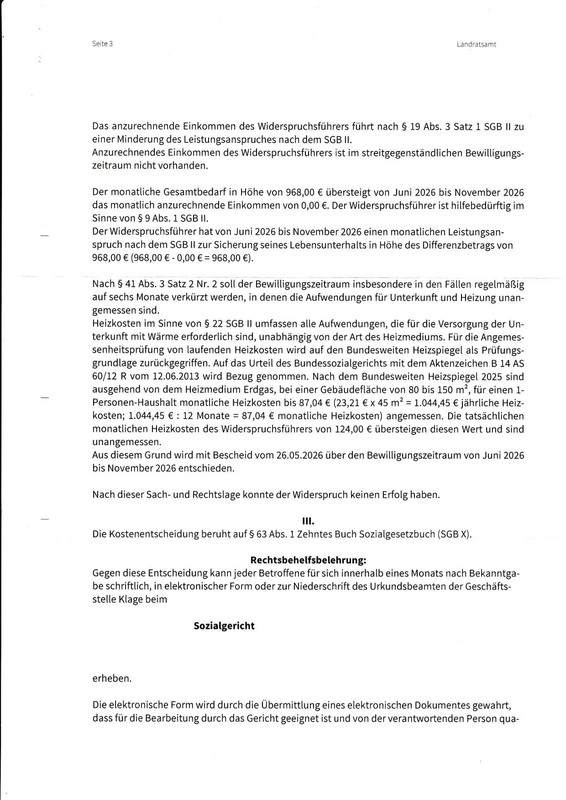 Antwort JC anonym Widerspruch Bescheid halbjährlich 3