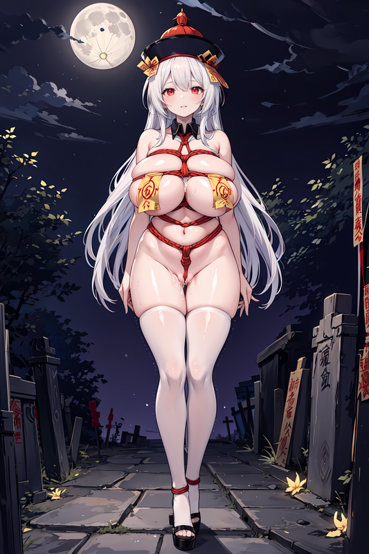 05055-2130045474-1girl,mature female,solo,huge breasts,sagging breasts,_jiangshi, no bra, cleavage, 