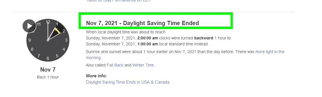 Nov 7, 2021 - Daylight Saving Time Ended - Diferencia horaria Estados Unidos (USA) - Foro USA y Canada