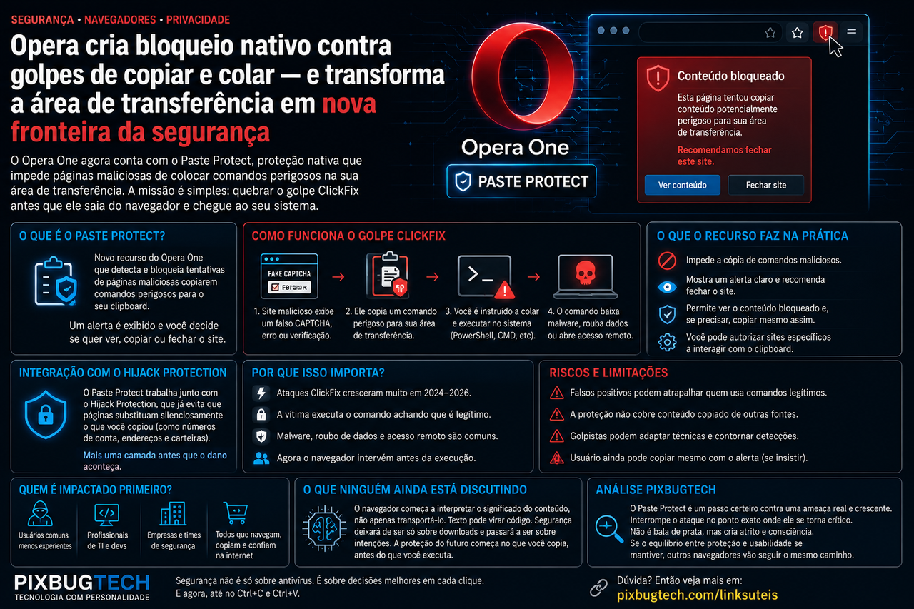 Opera cria bloqueio nativo contra golpes de copiar e colar e transforma a área de transferência em nova fronteira da segurança