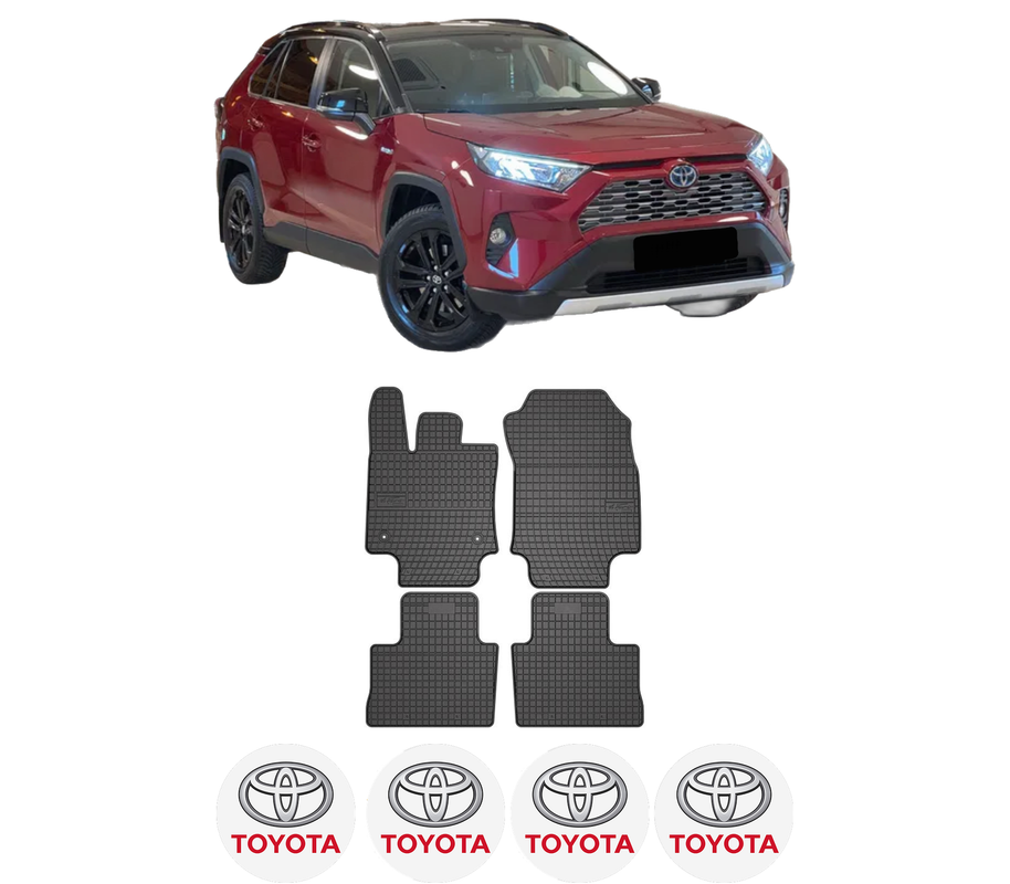 Set covorase presuri TOYOTA RAV 4 V (_A5_, _H5_) din 2018-2020, auto, din cauciuc thermoplastic, 4 Stickere auto cu TOYOTA