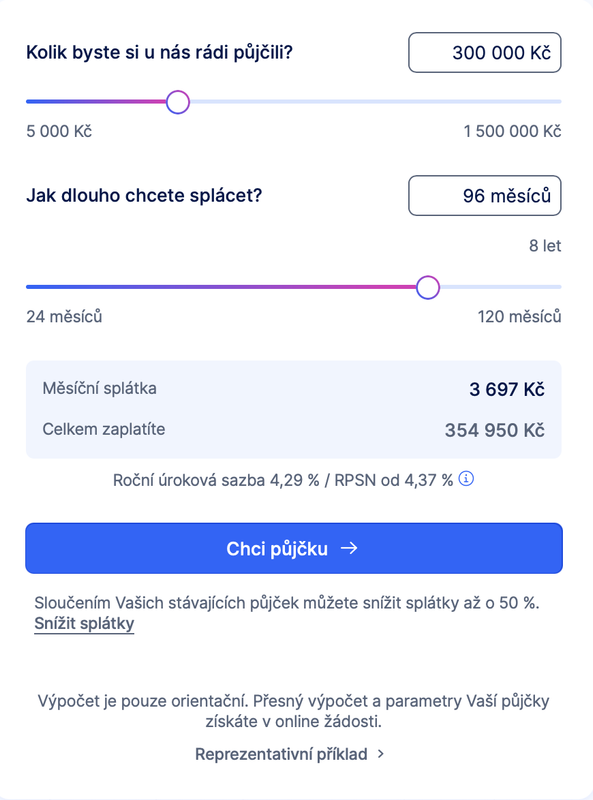 Sjednání Expres půjčky - krok 1