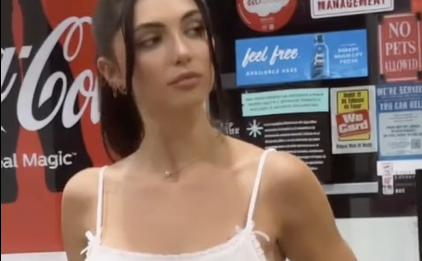 Sara Maughan Flashes Huge Naked Big Boobs Out of Her Tight White Bra