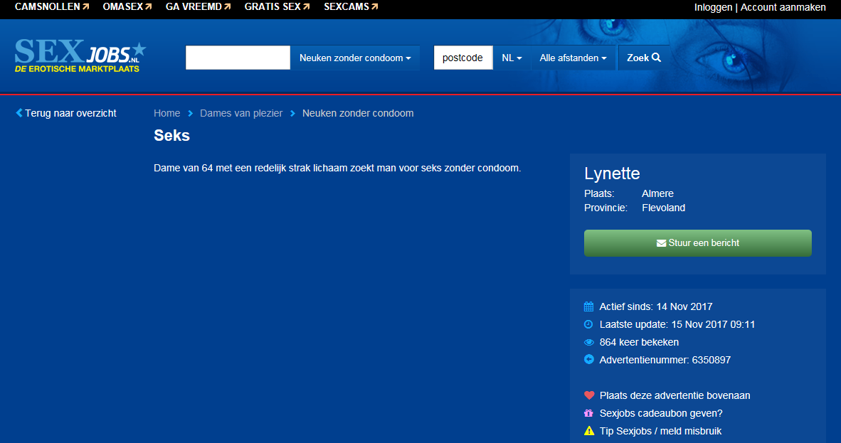 Lynette neuken zonder condoom