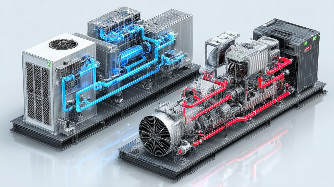 Сравнение воздушных и водяных чиллеров в схематическом виде