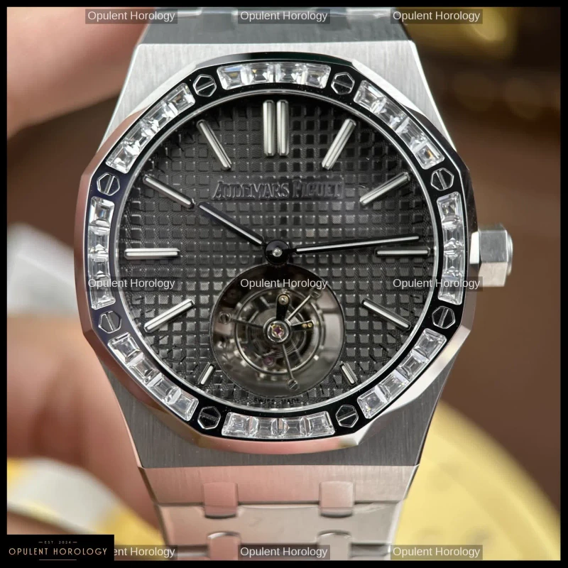 Audemars Piguet Royal Oak Flying Tourbillon 26730BC Baguette Diamond Gray Dial 41mm
