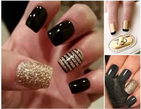 Uñas de acrilico doradas