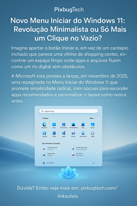 ⚙️ Novo Menu Iniciar do Windows 11: Revolução Minimalista ou Só Mais um Clique no Vazio?