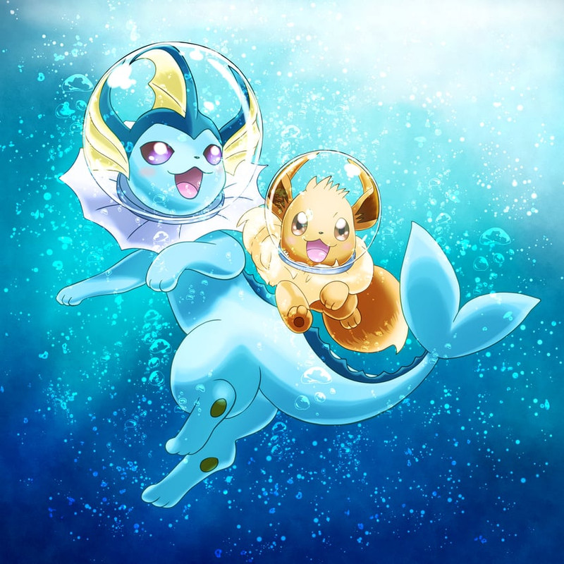 eevee-and-vaporeon-pokemon-drawn-by-cosm