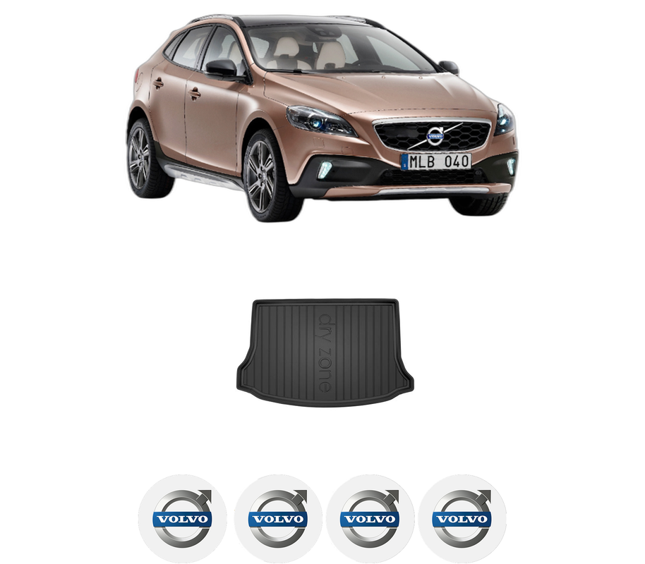 Tavita Portbagaj VOLVO V40 Cross Country (526) din 2012-2019, Protectie Portbagaj Auto, 4x Stickere auto cu VOLVO