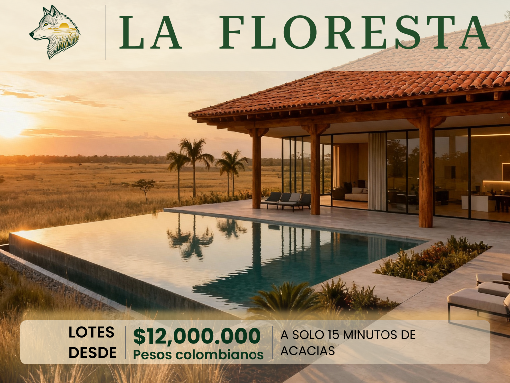 Entrada al proyecto La Floresta, lotes campestres en Colombia