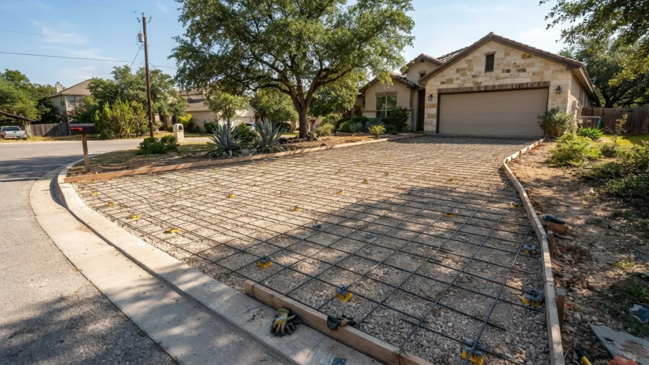 Rebar reinforcement concrete driveway San Antonio