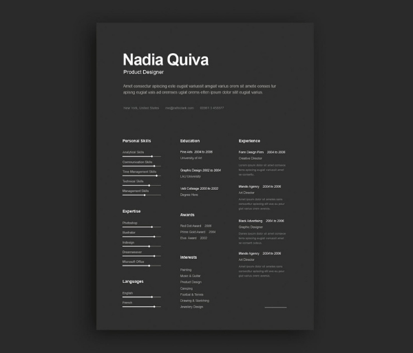 Free Dark Resume Template by Wassim Awadallah