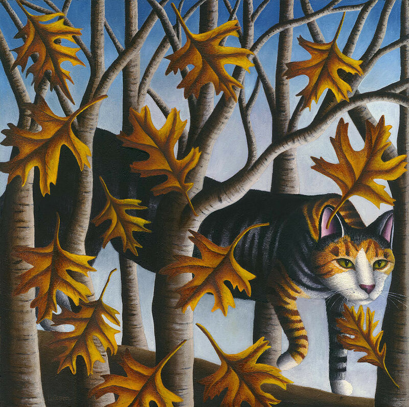 15-cat-in-oak-leaves-carol-wilson