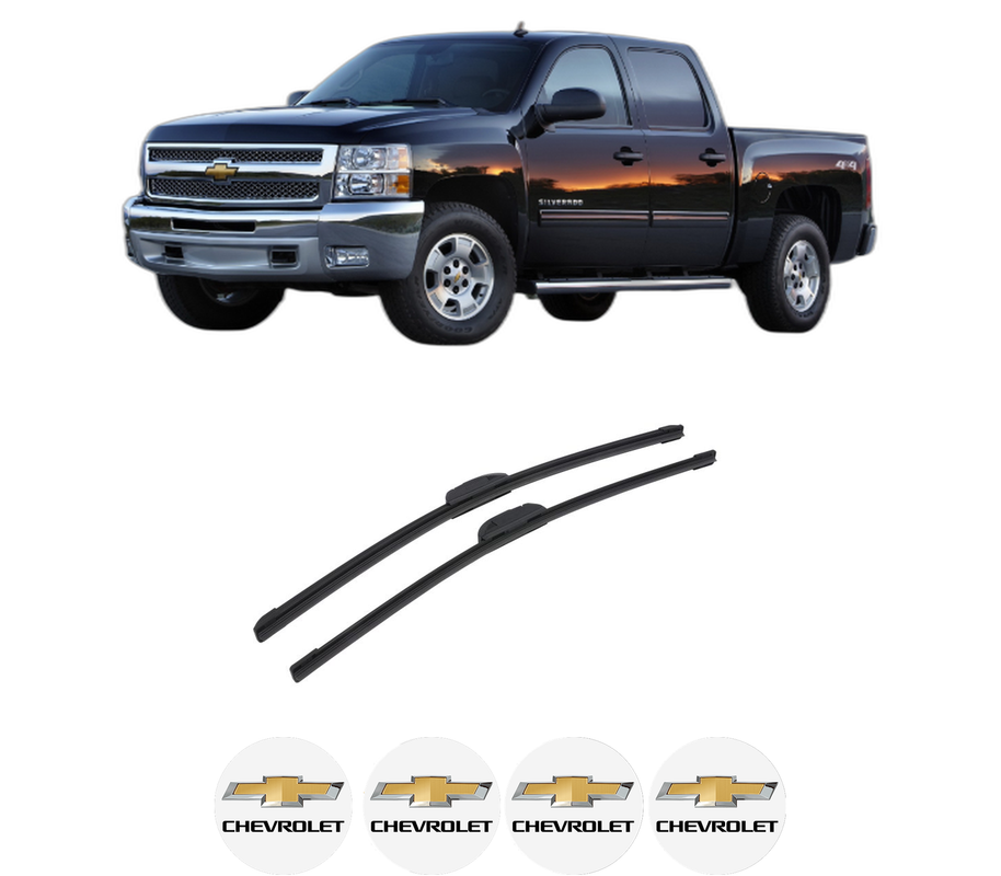 Set stergatoare auto CHEVROLET SILVERADO 2500 HD Crew Cab Pickup din 2008-2013, pentru parbriz auto, 2 bucati, Bosch Aerotwin Retrofit, din cauciuc siliconat rezistent, 4 Stickere Auto CHEVROLET
