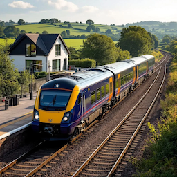 A private train picks up its passengers from their home