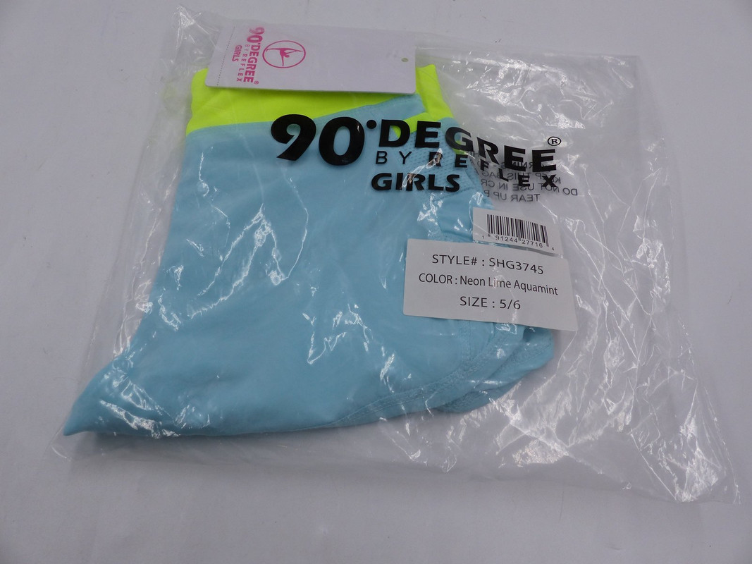 90 DEGREE BY REFLEX NEON LIME/LIGHT BLUE ATHLETIC SHORTS WMS 5/6 SHG3745