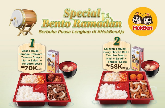 Menu Bento Ramadhan kembali dihadirkan Hokben pada bulan Ramadhan tahun ini, nikmati promonya dengan harga mulai Rp 58 ribuan saja.