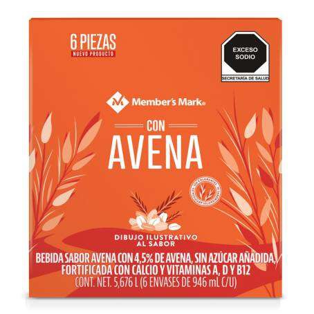 Leche de avena members mark sin Azúcar 6 pzas de 946 ml c/u - Sam's Club valle dorado RN