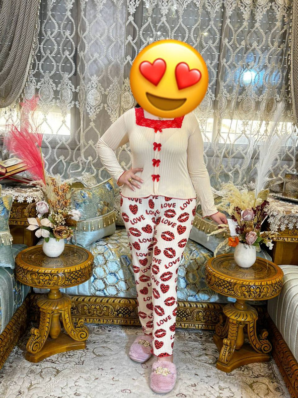 بيجامة قماش مضلع فاخرة