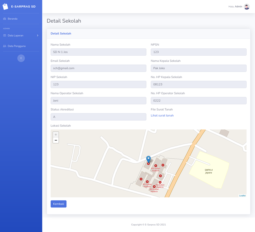 Detail Data Sekolah dari Pelapor