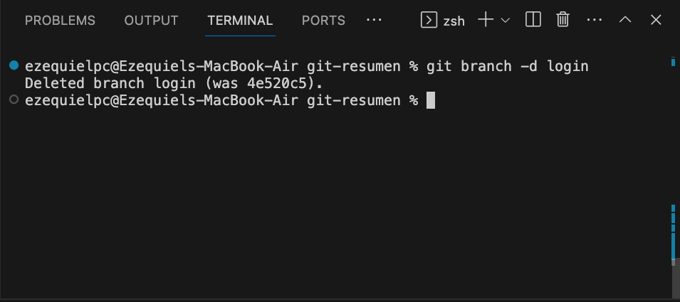 Eliminacion rama login Eliminacion de ramas