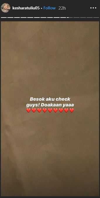 Kesha Ratuliu akan memeriksakan diri 